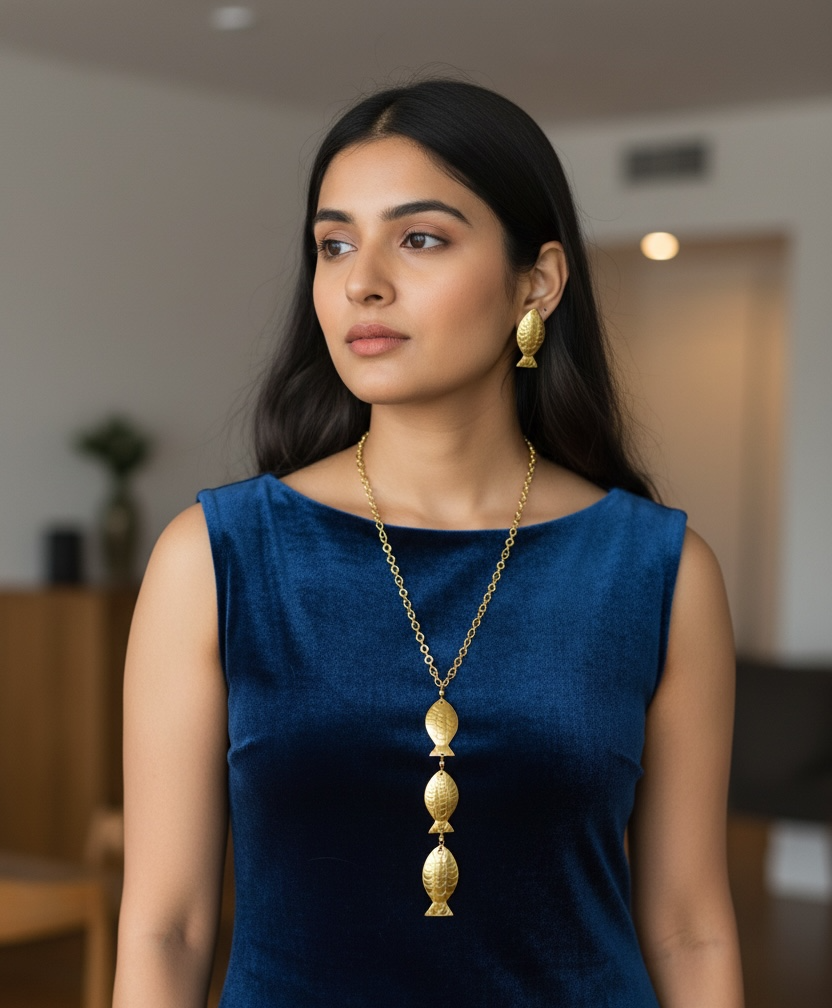 Meenakshi Brass Pendant Chain Necklace