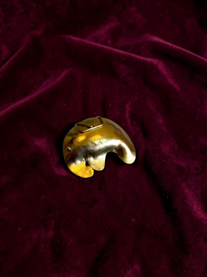Baby Elephant Brass Brooch