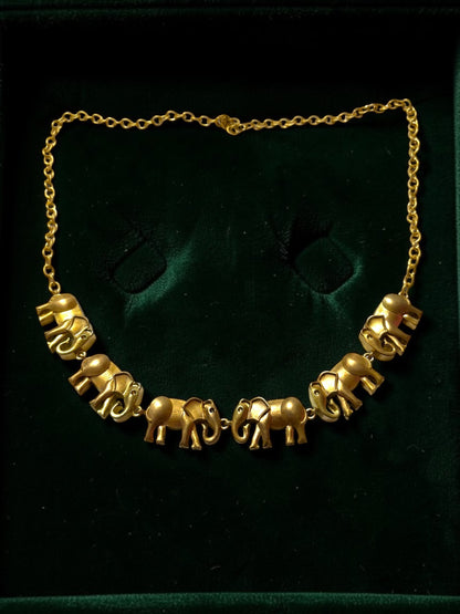 Gajagamini Premium Sculptural Brass Necklace Jewelry Set (Necklace, Earrings)