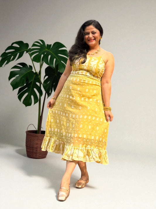 Mayabi Strappy Jamdani Cotton Dress