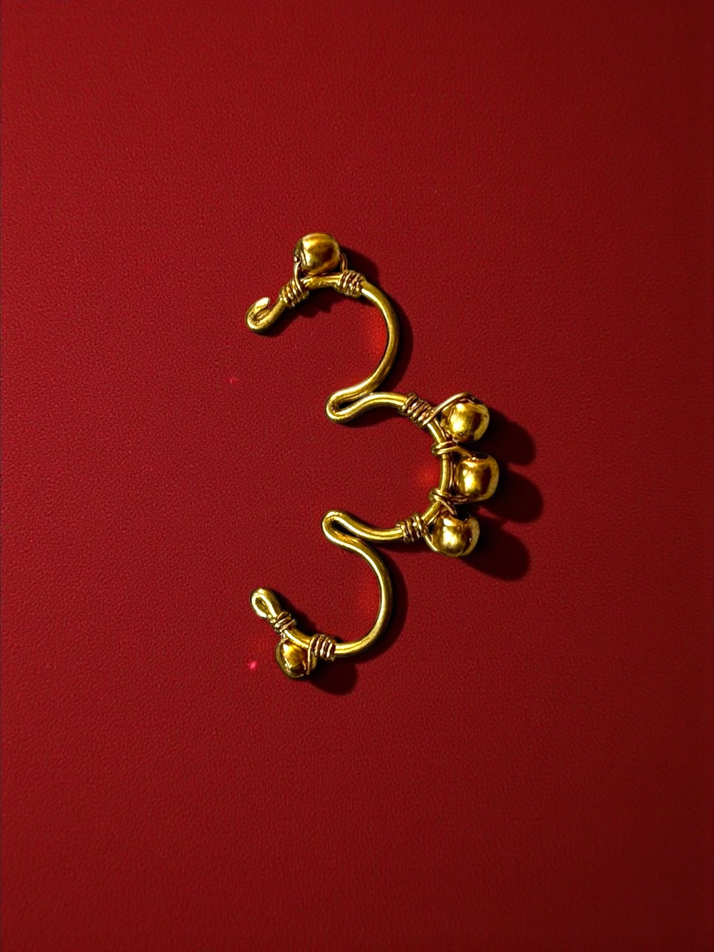 Trimurti Beaded Brass Septum Nose Ring