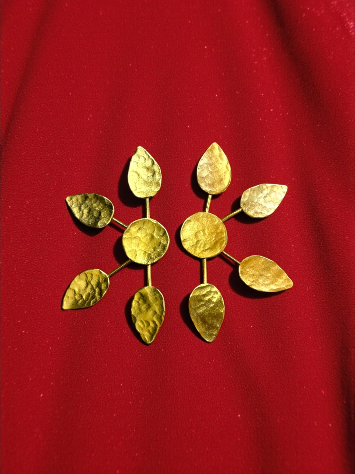 Leafy Chakra Brass Stud Earrings