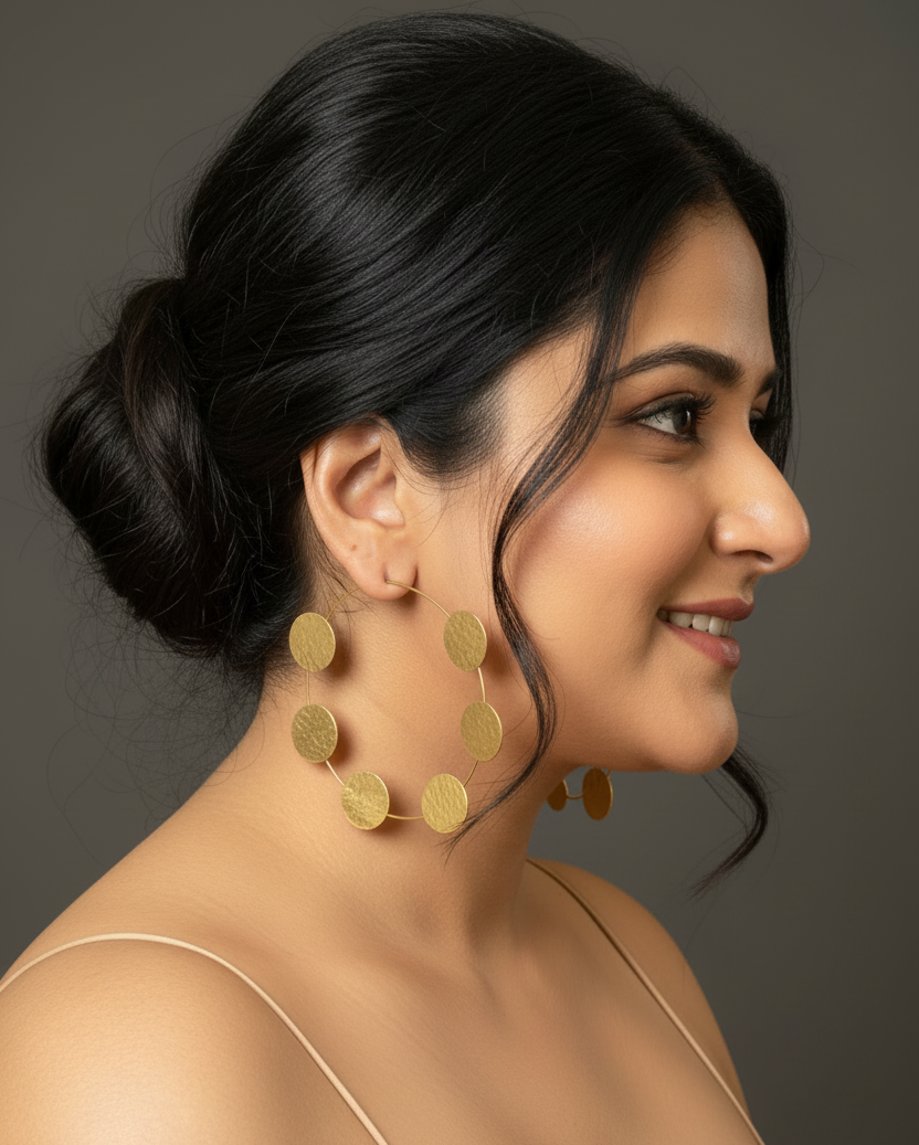 Devayana Hoops Brass Dangler Earrings