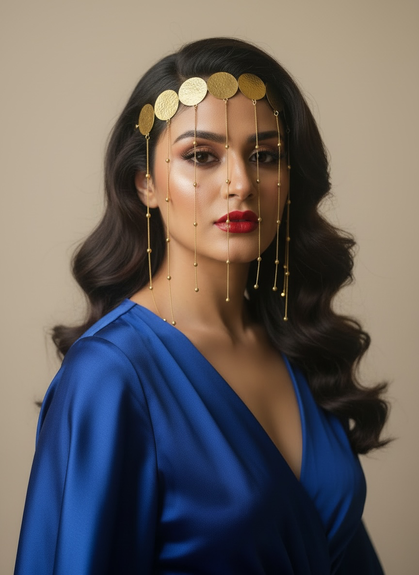 Shama Coin Chains Brass Face Accessory