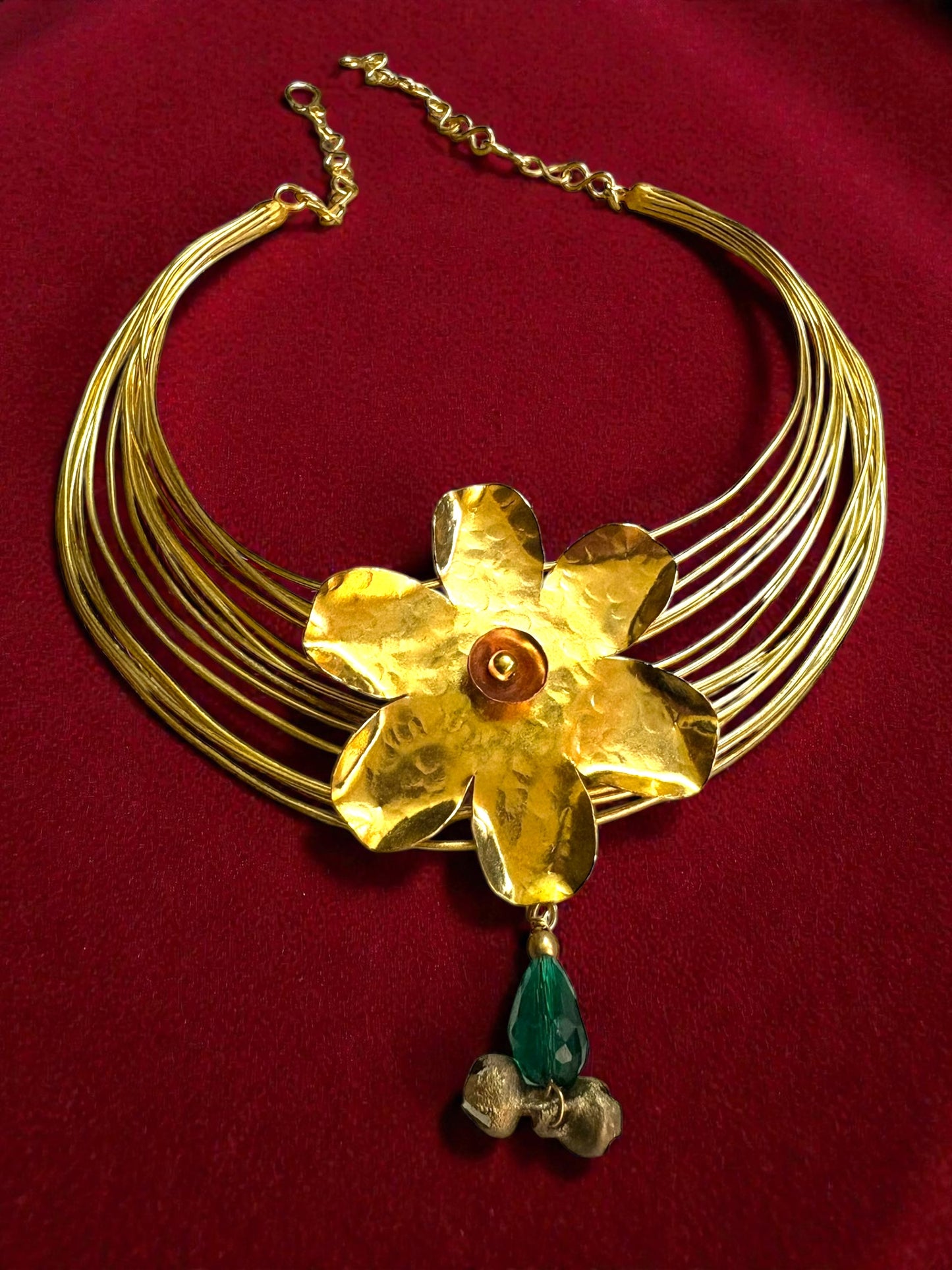 Floriana Brass and Crystal Statement Necklace