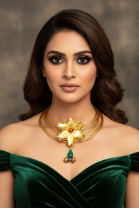 Floriana Brass and Crystal Statement Necklace
