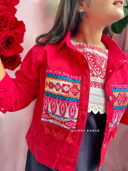 BohoJack Patchwork Jacket - Red