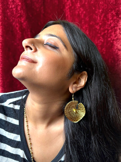 Lotus Leaf Brass Dangler Earrings