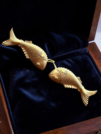 Meena Fish Premium Sculptural Brass Earcuff Earrings