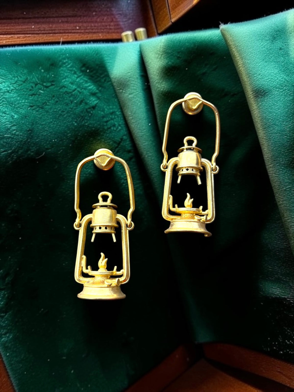 Lantern Premium Sculptural Brass Dangler Earrings