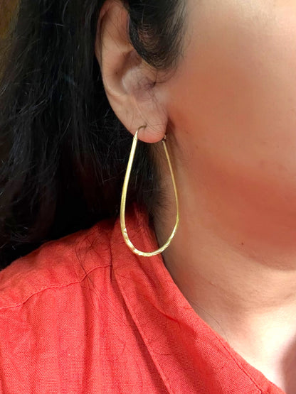 Oval Hoops Brass Dangler Earrings
