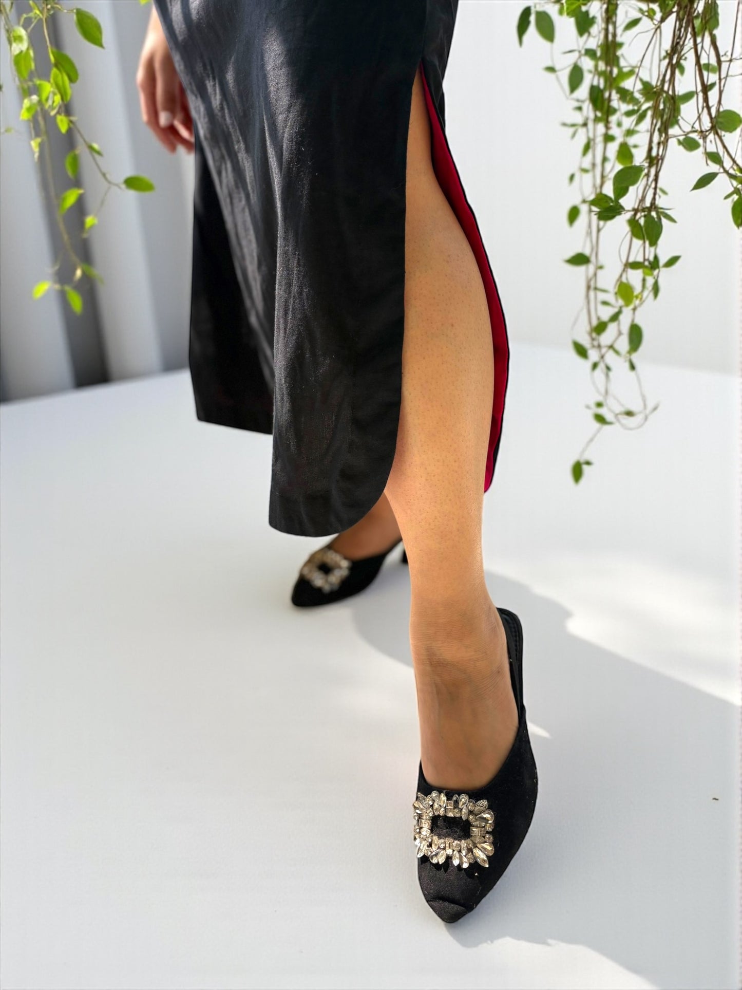 Matilda Embroidered Long Dress - Black