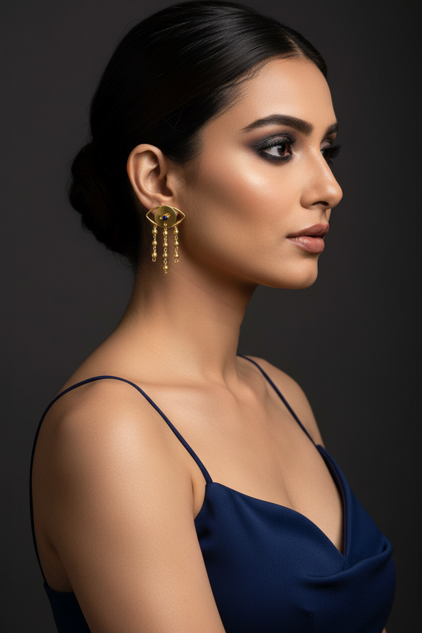 Evil Eye Brass Stud Earrings