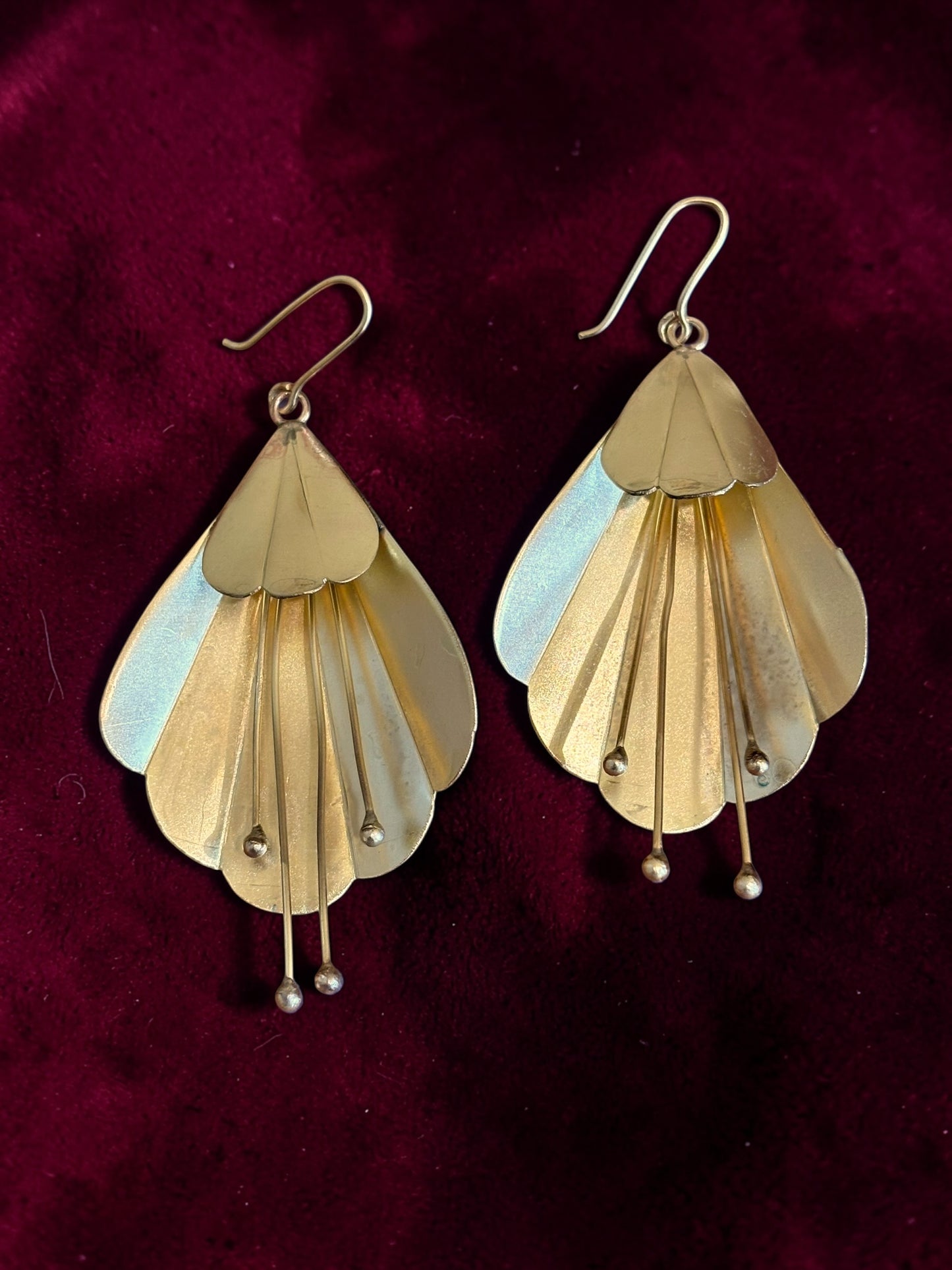 Dancing Lilies Brass Dangler Earrings