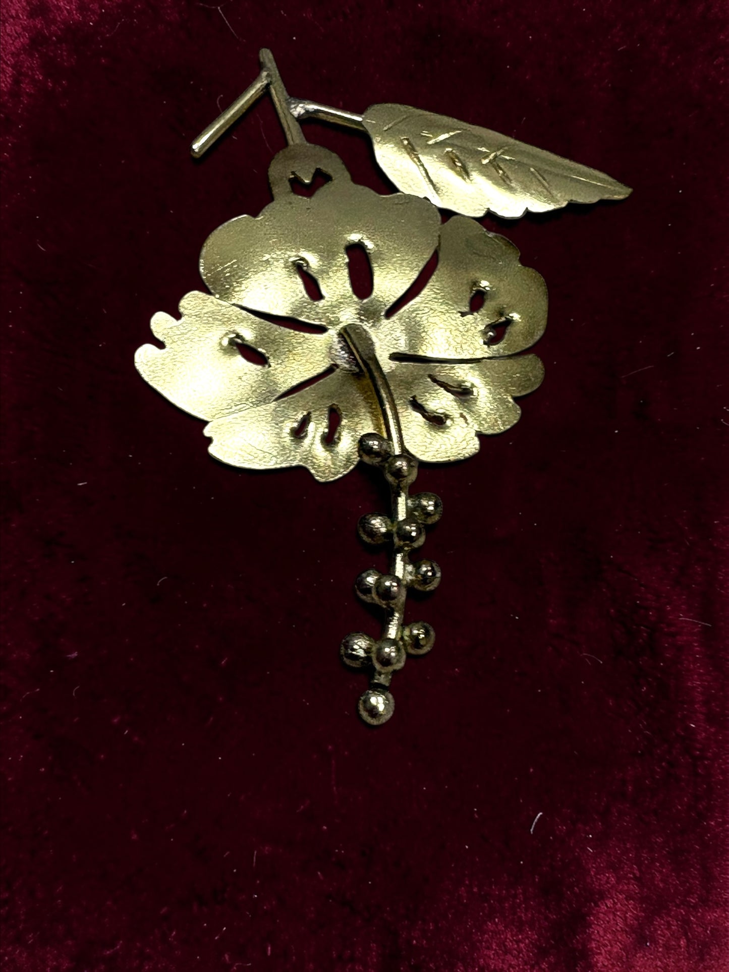 Hibiscus Flower Brass Brooch