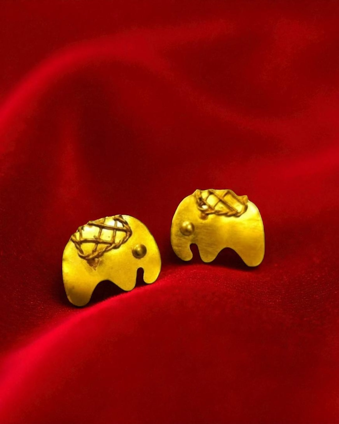 Baby Elephant Brass Stud Earrings