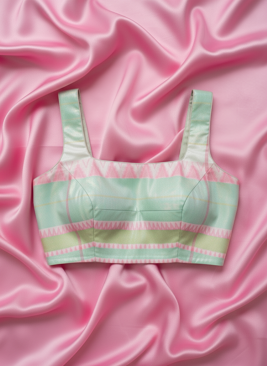 Cherry Blossom Dhonekhali Cotton Strappy Blouse - White