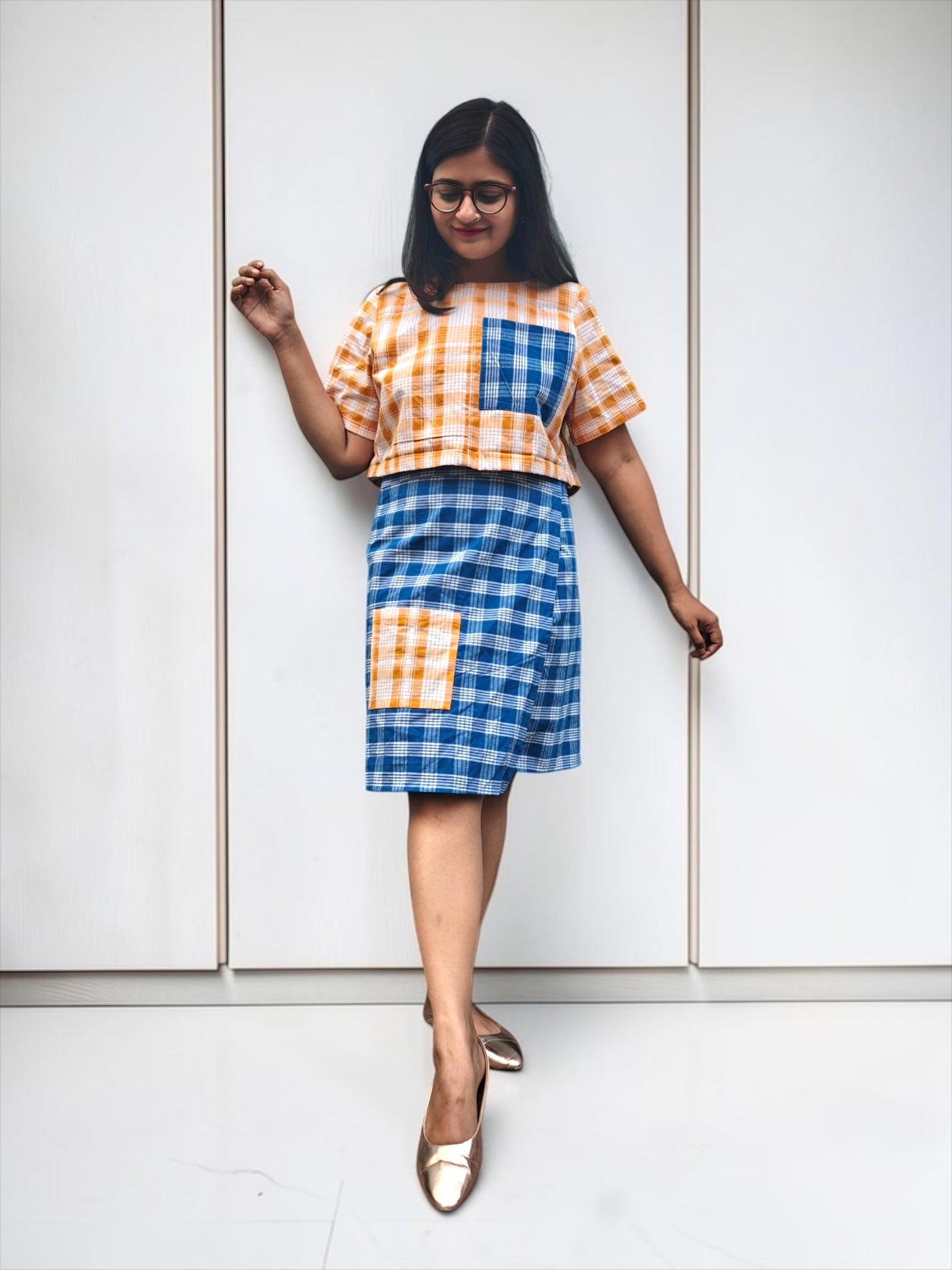 Pookie Yellow & Blue Gamchha Coords Set