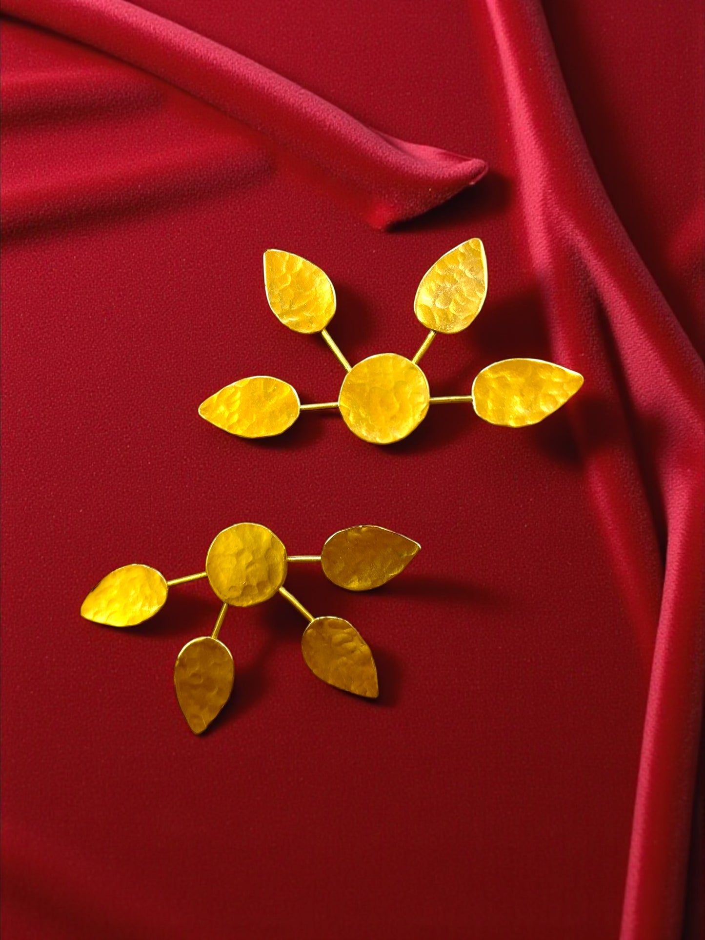Leafy Chakra Brass Stud Earrings