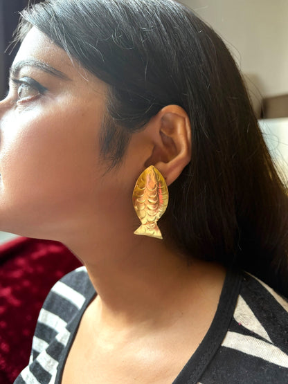 Meenakshi Brass Pendant Chain Necklace Jewelry Set (Necklace, Earrings)