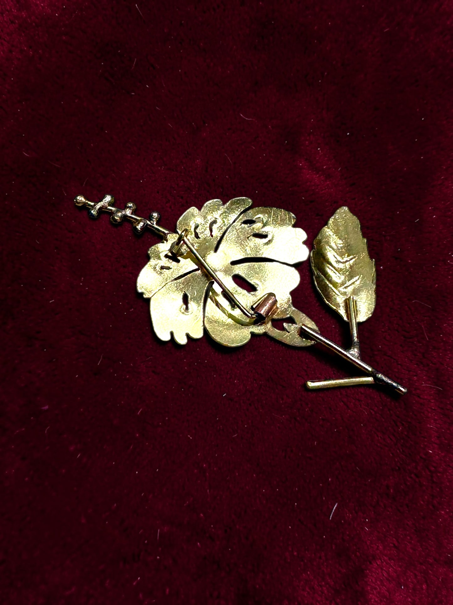 Hibiscus Flower Brass Brooch