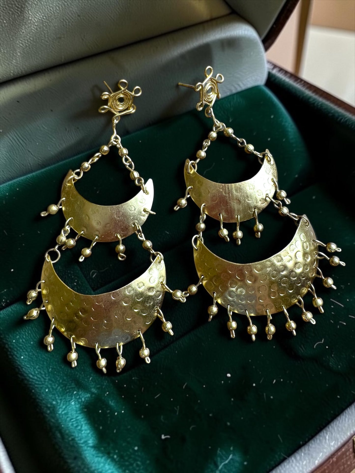 Dwitiya Chandni Moon Brass Statement Dangler Earrings