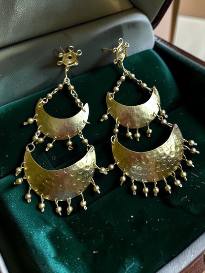 Dwitiya Chandni Moon Brass Statement Dangler Earrings
