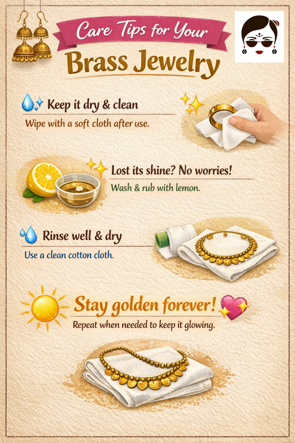 Moon and Chains Brass Brooch