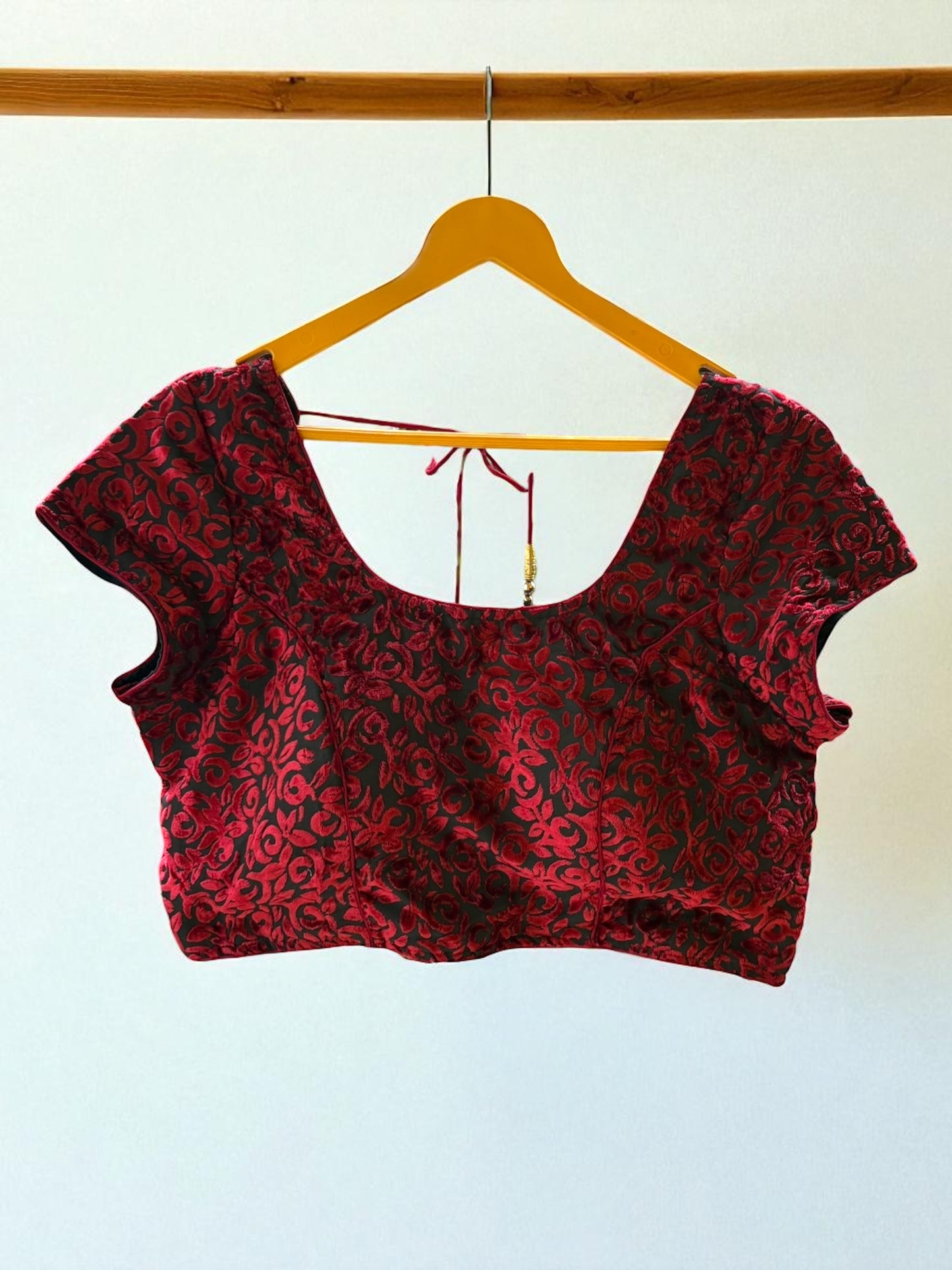 Nisha Brocade Velvet Blouse - Maroon