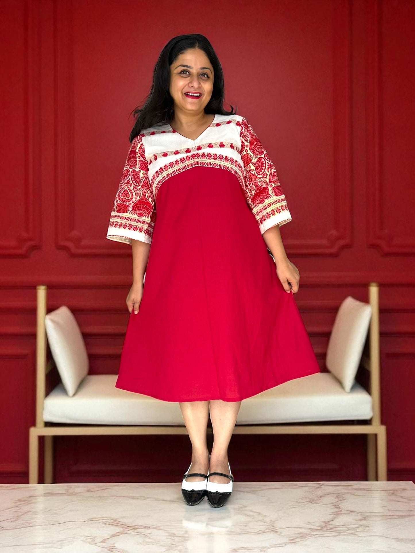 Atiya Assamese Cotton A-line Dress