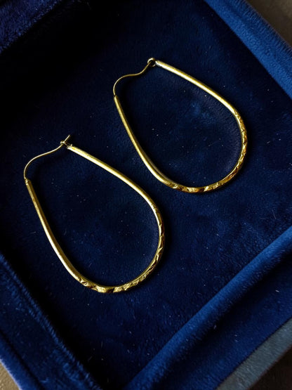 Oval Hoops Brass Dangler Earrings