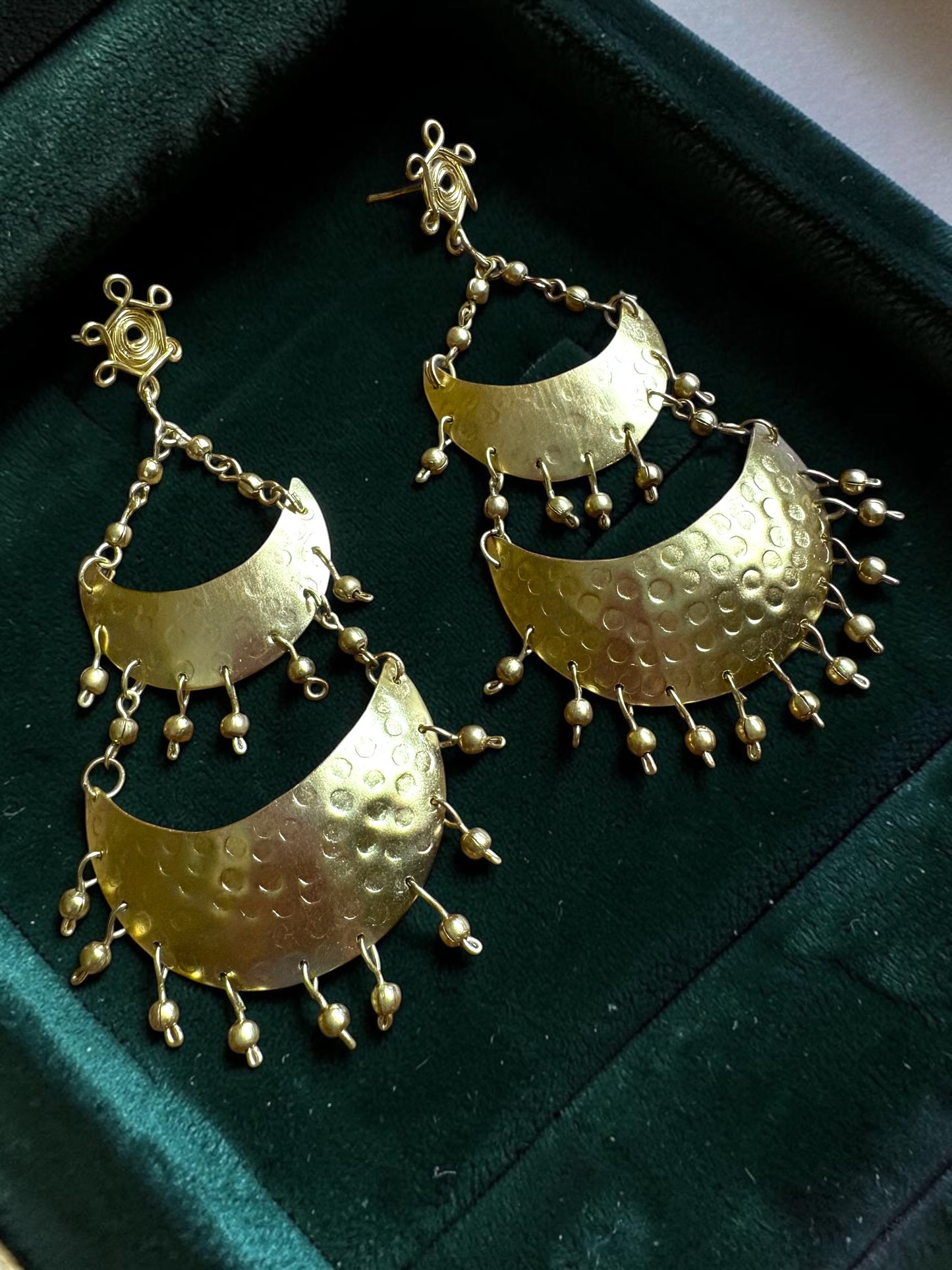 Dwitiya Chandni Moon Brass Statement Dangler Earrings