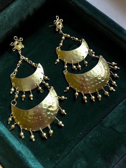 Dwitiya Chandni Moon Brass Statement Dangler Earrings