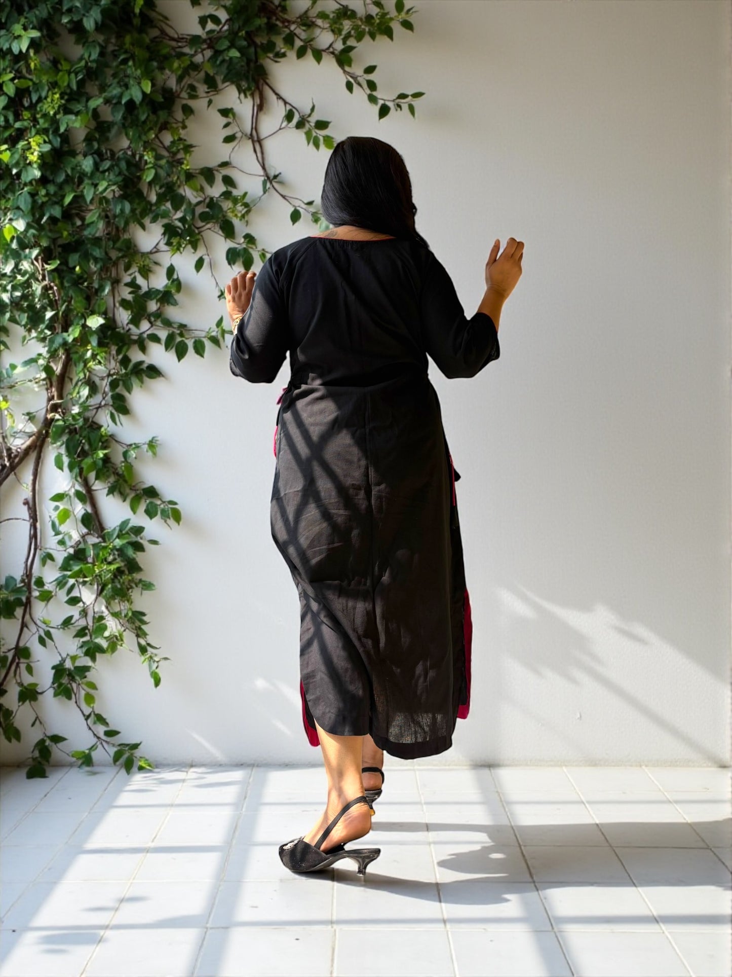 Matilda Embroidered Long Dress - Black