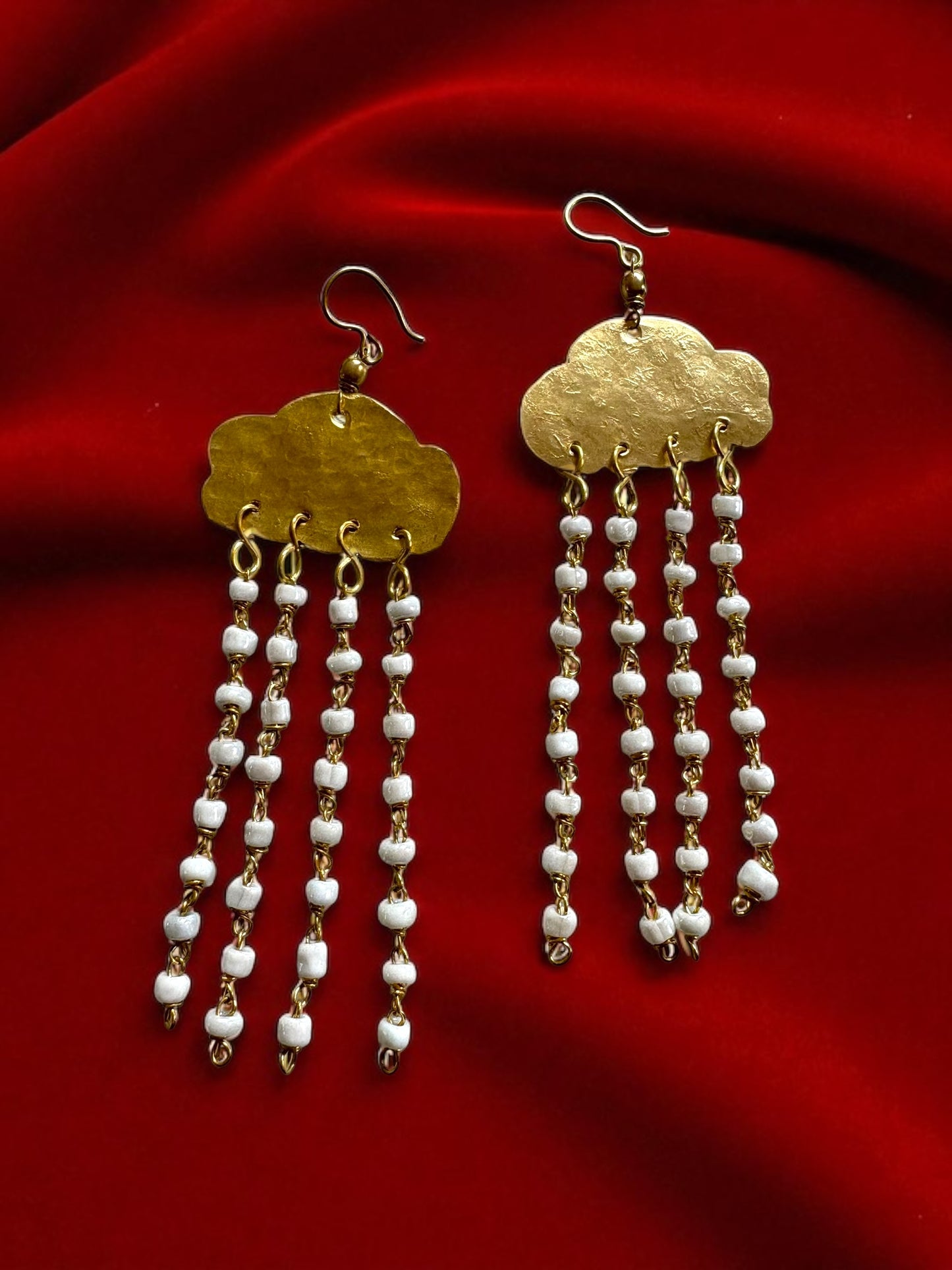 Rain Clouds Brass Dangler Earrings