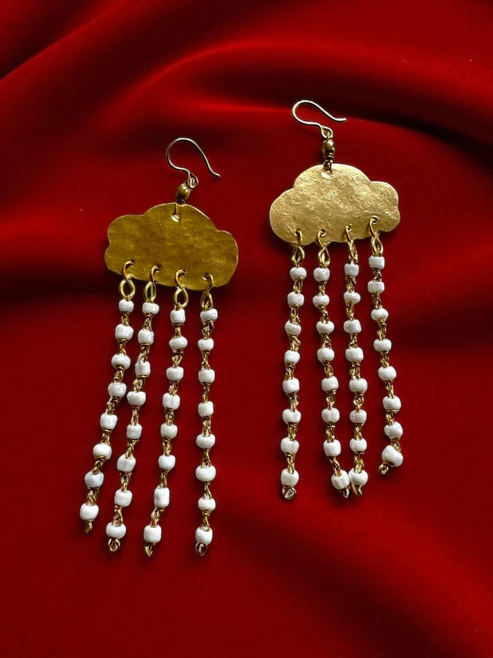 Rain Clouds Pendant Chain Necklace Jewelry Set (Necklace, Earrings, Ring)