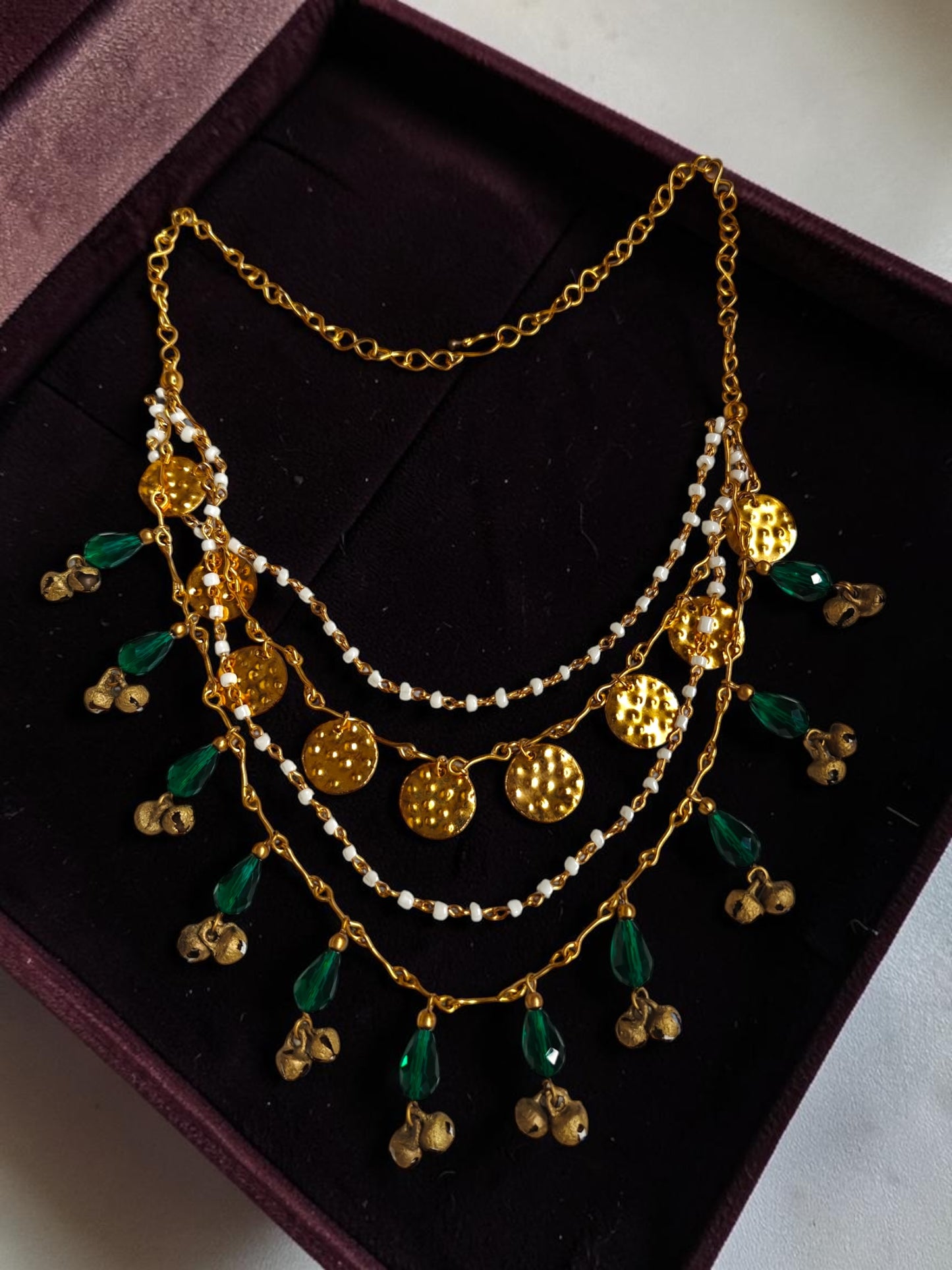 Thakurani Brass and Crystals Layered Statement Necklace