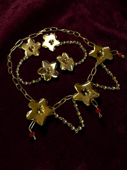 Bangaliana Brass Choker Necklace Jewelry Set (Necklace, Earcuffs)