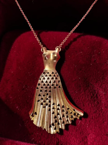 Princess Diana Premium Sculptural Brass Necklace Jewelry Set (Necklace, Earrings)