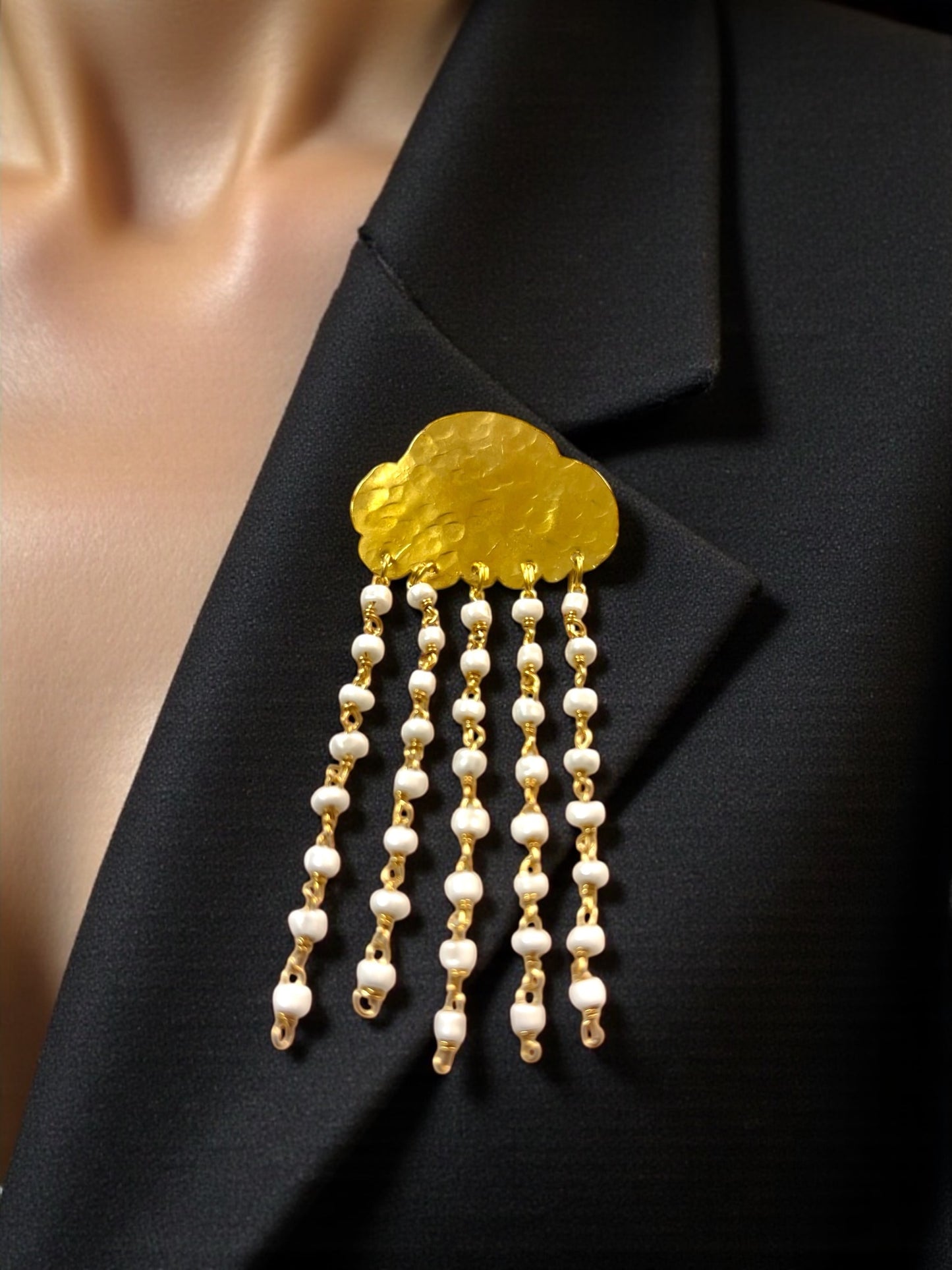 Rain Clouds Brass Brooch