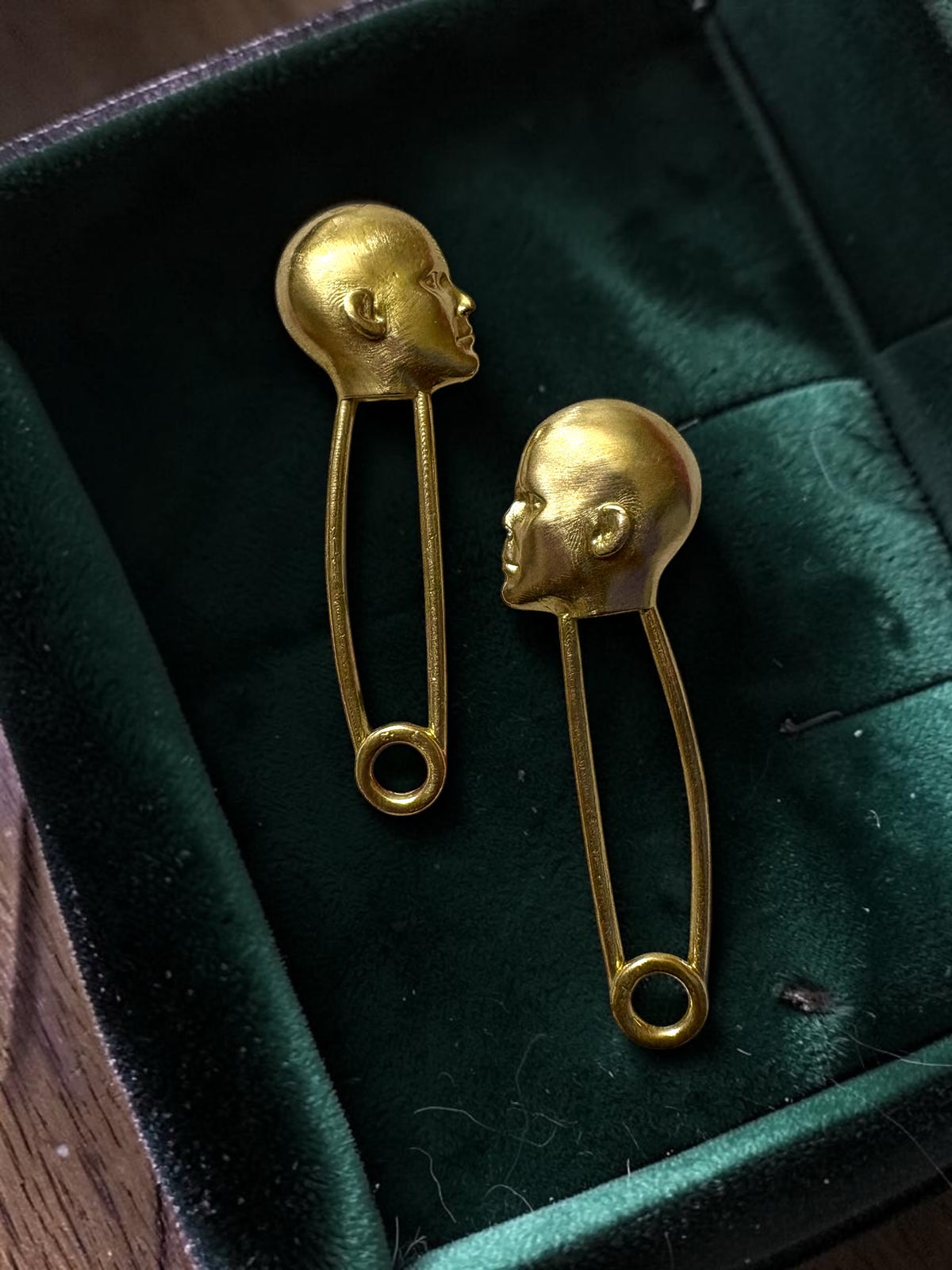 Safety Person Premium Sculptural Brass Dangler Earrings