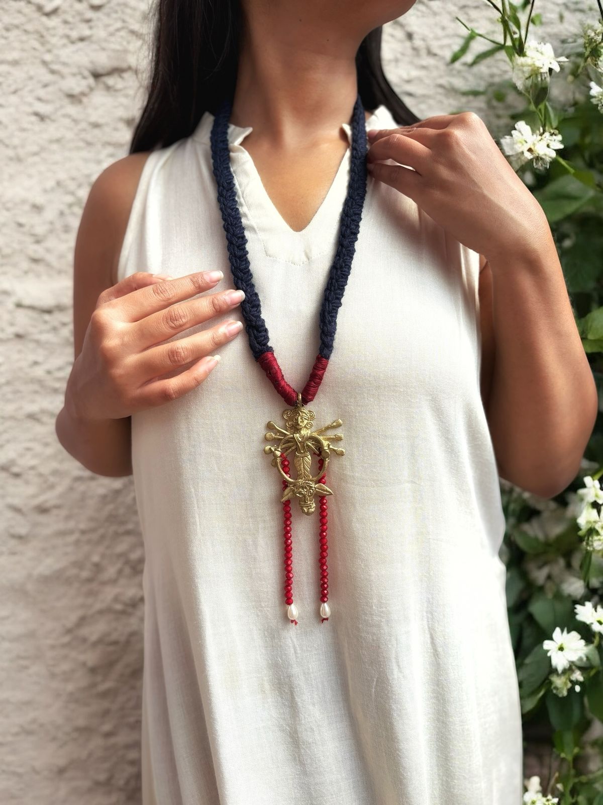 Devi Crystal Dokra Brass Necklace