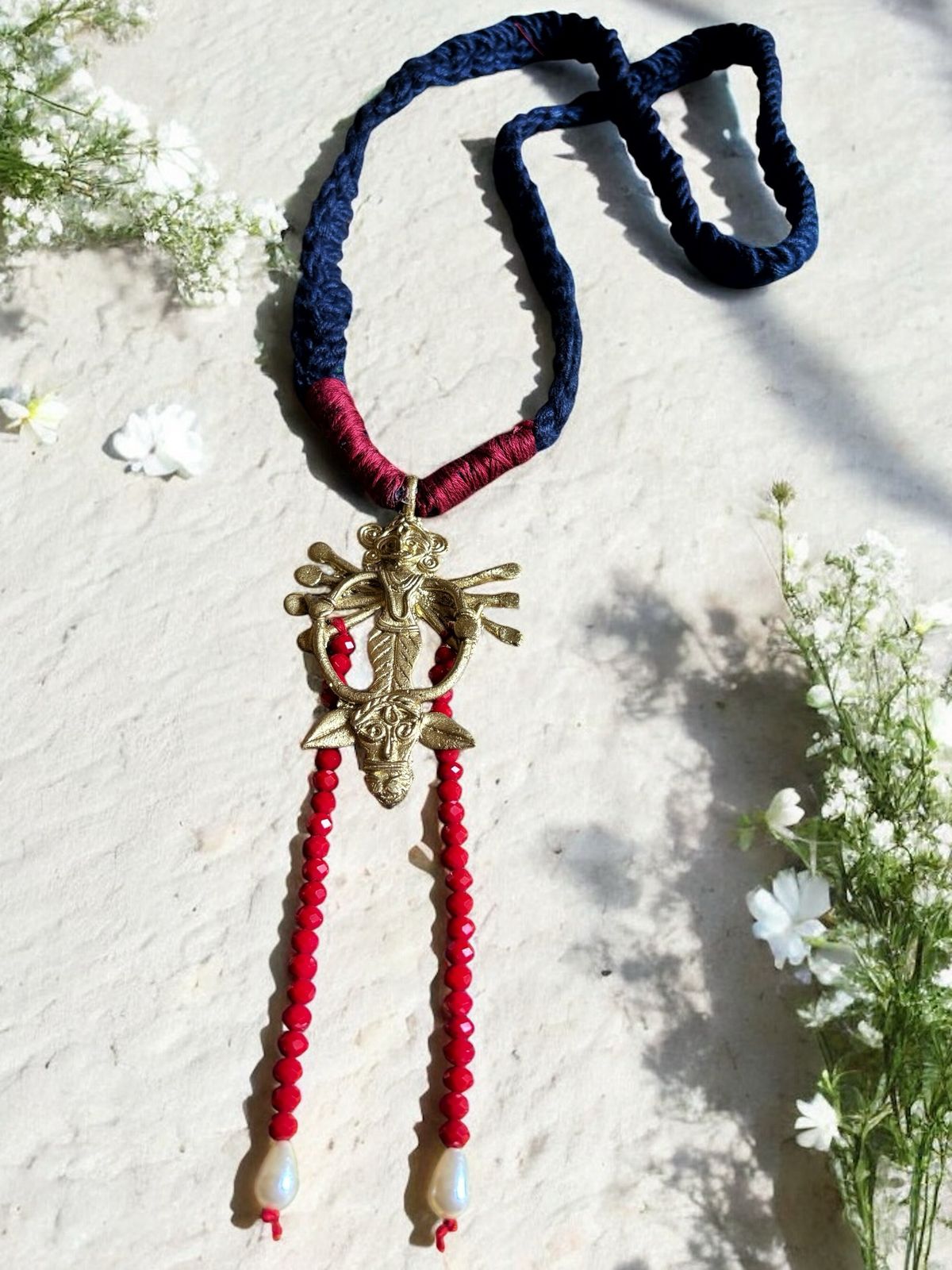 Devi Crystal Dokra Brass Necklace