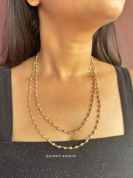 double-layered-beady-brass-chain-necklace