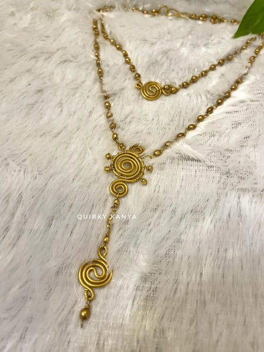 double-layered-long-spiral-pendant-brass-necklace