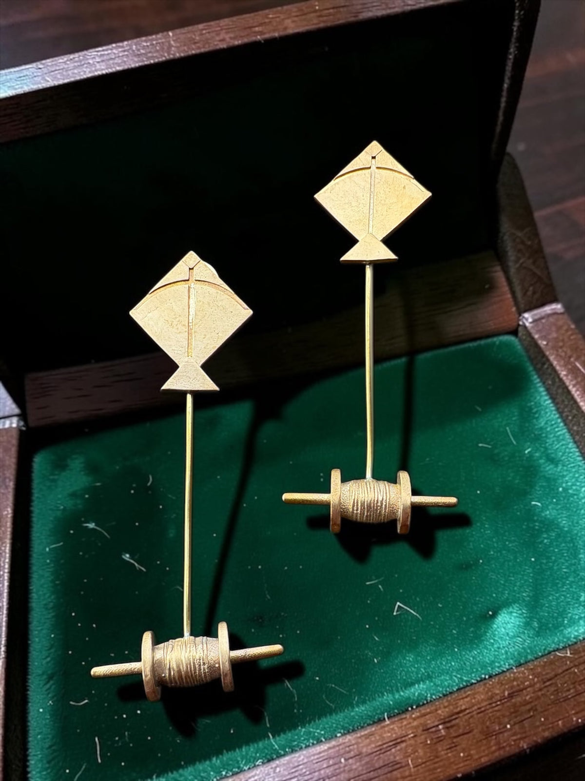 Kai Po Che Premium Sculptural Brass Dangler Earrings