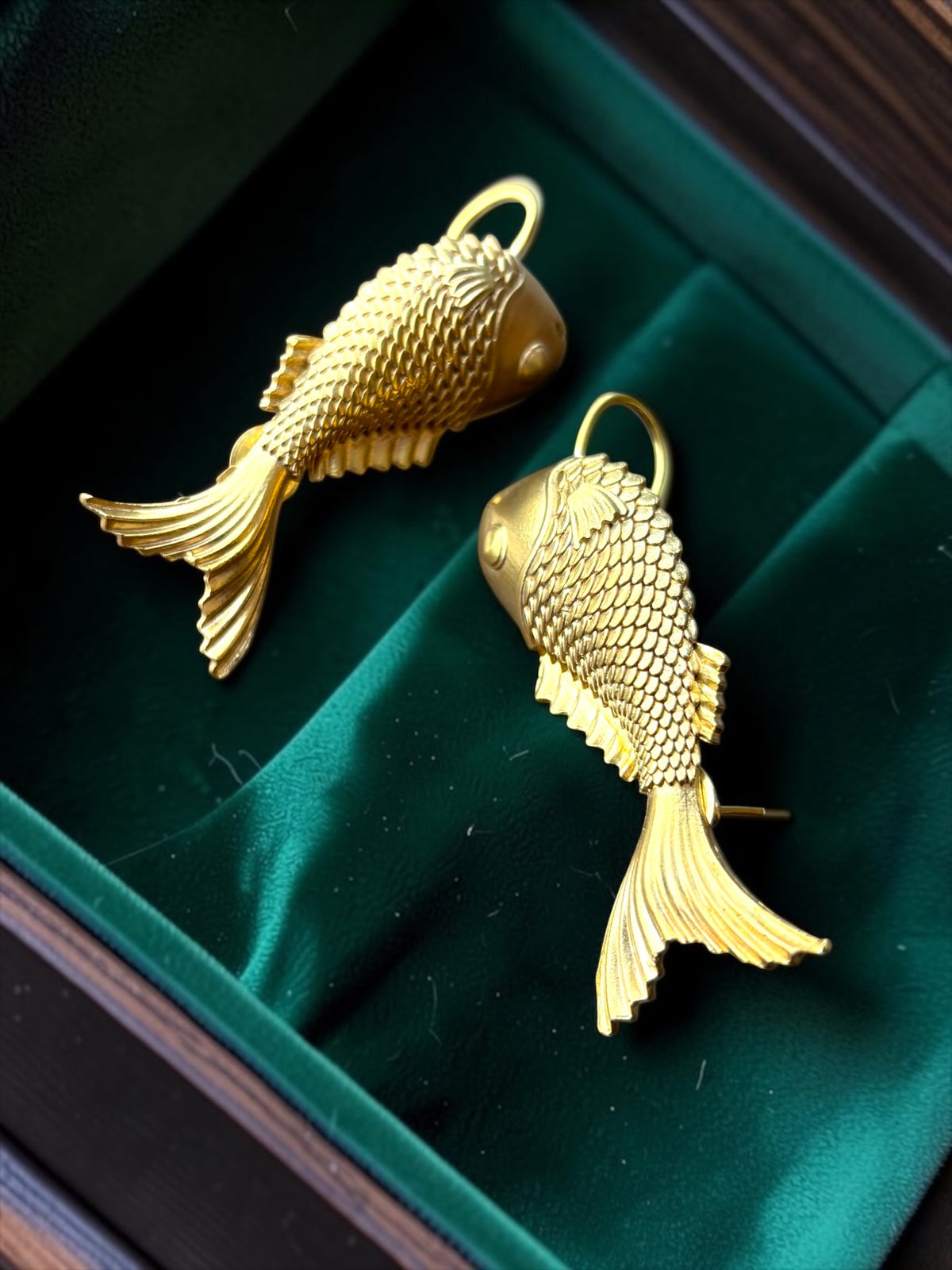 Meena Fish Premium Sculptural Brass Earcuff Earrings