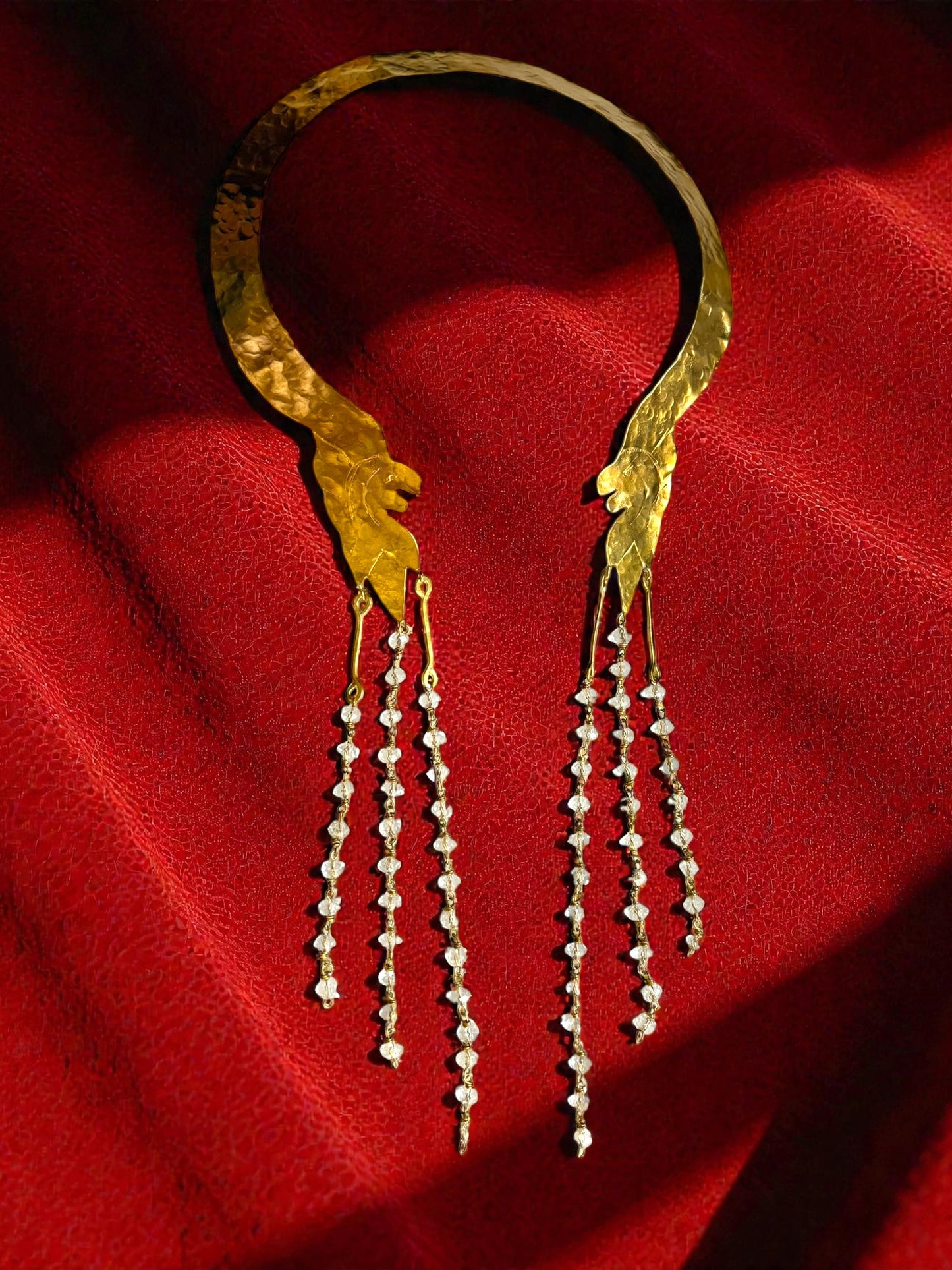 Royal Leona Brass and Crystal Statement Necklace