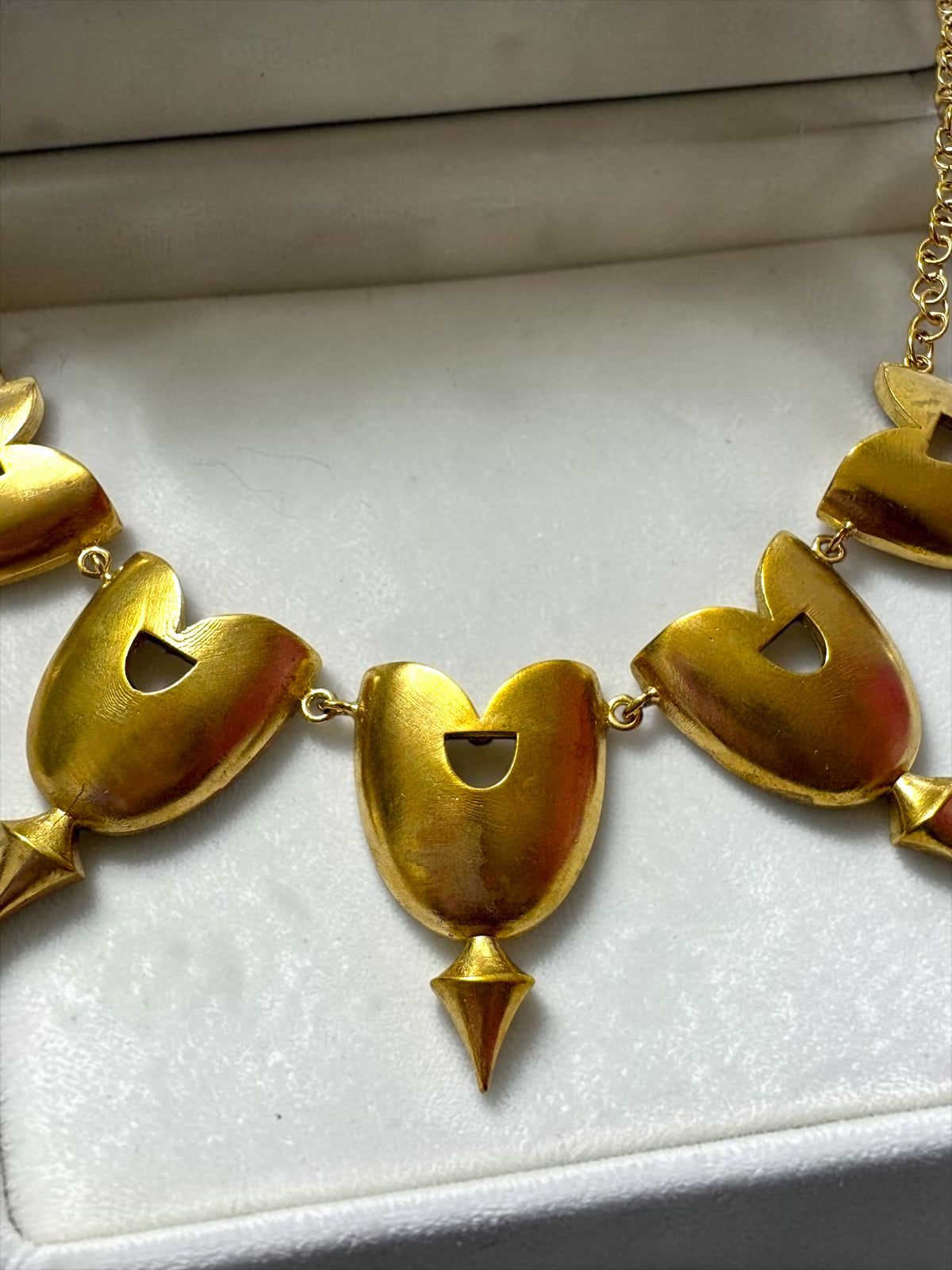Elara Premium Sculptural Brass Necklace Jewelry Set (Necklace, Earrings, Ring)