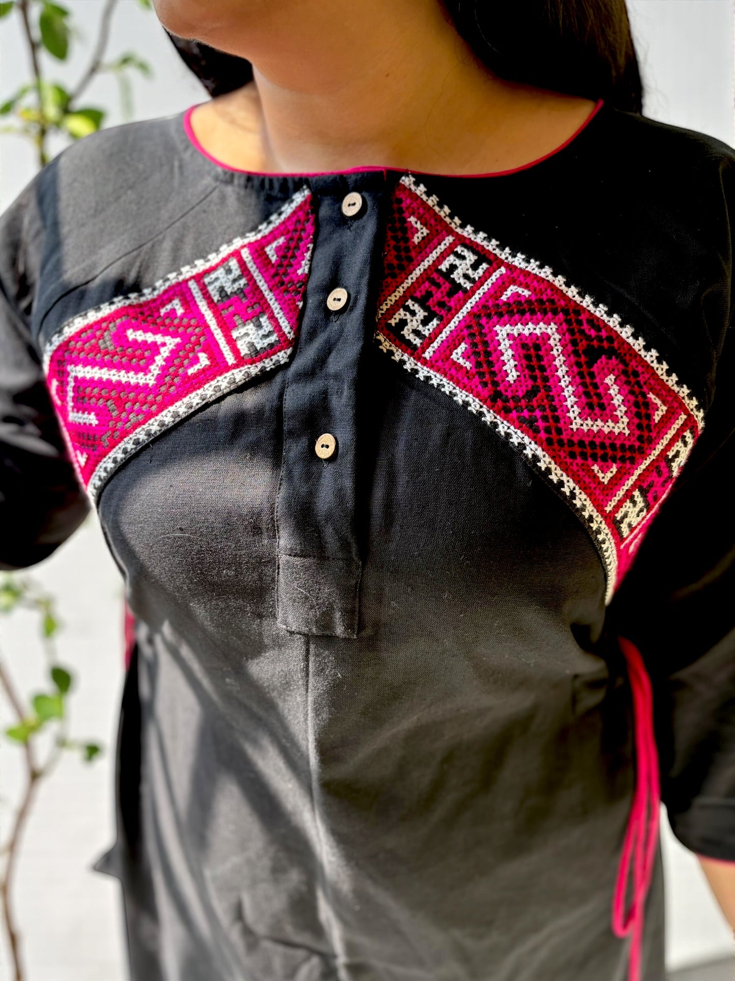Matilda Embroidered Long Dress - Black